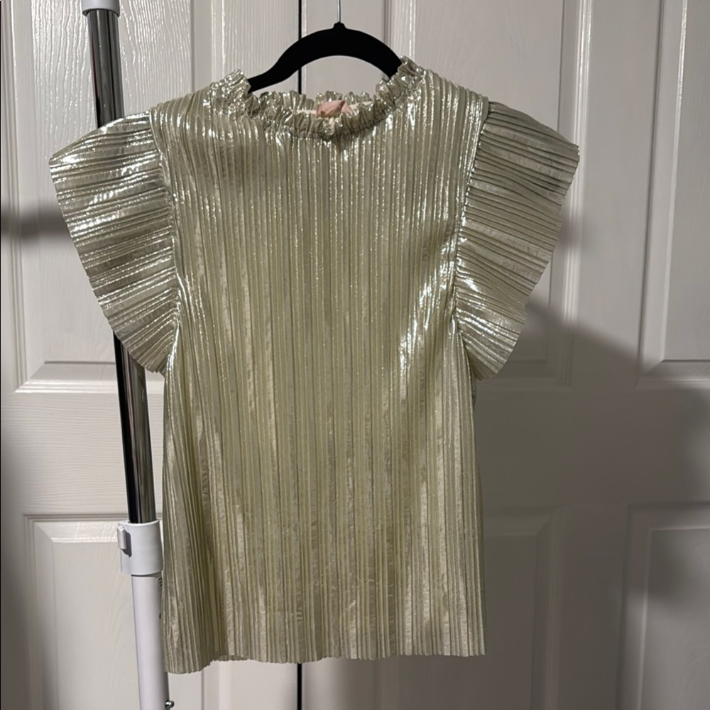 Ces Femme Silver Ruffle Sleeve Blouse